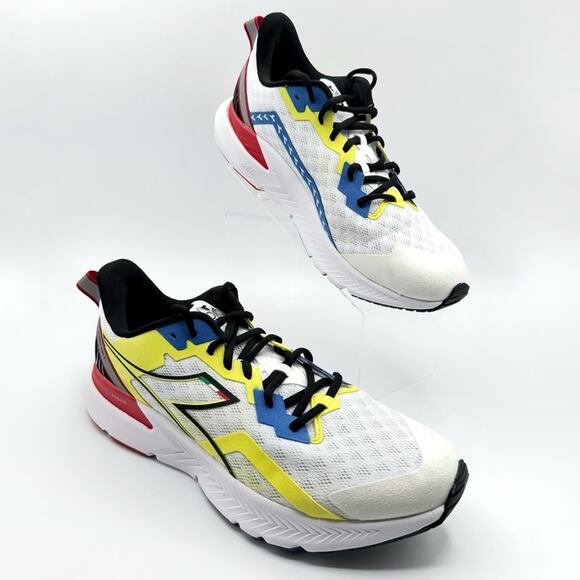 Diadora Mythos Blueshield Volo 3 White Yellow Fluorescent Sneakers Men’s Size 12 - Picture 1 of 8